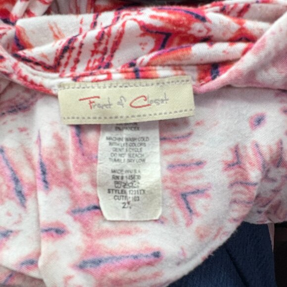 Front of Closet Orangish Red / White Open Shoulder Blouse / Top 2X - Picture 4 of 4